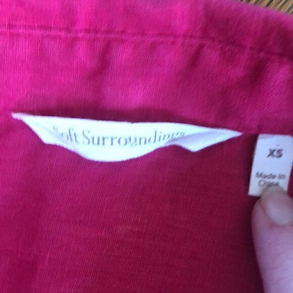 Soft Surroundings raspberry pink linen tunic top - Picture 7 of 13